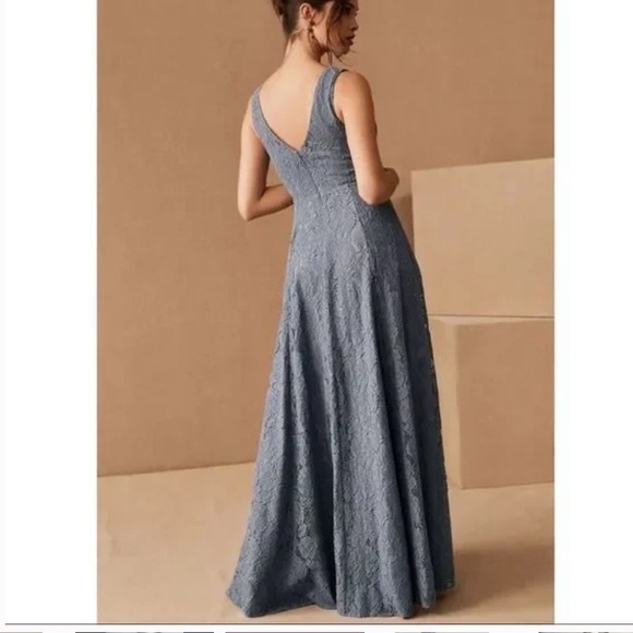 Fame & Partners x BHLDN / Anthropologie Dona 4 / Sm Blue Floral Lace Formal Gown - Picture 2 of 9